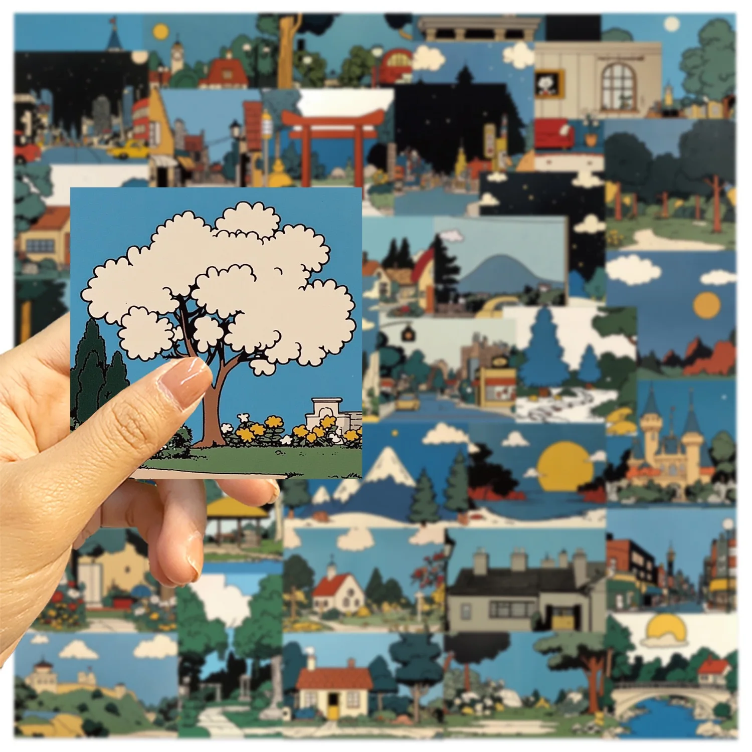 

10/50PCS Vintage Japanese Anime View Landscape Stickers Beautiful Scenery Graffiti Sticker Phone Diary Guitar Waterproof Decal