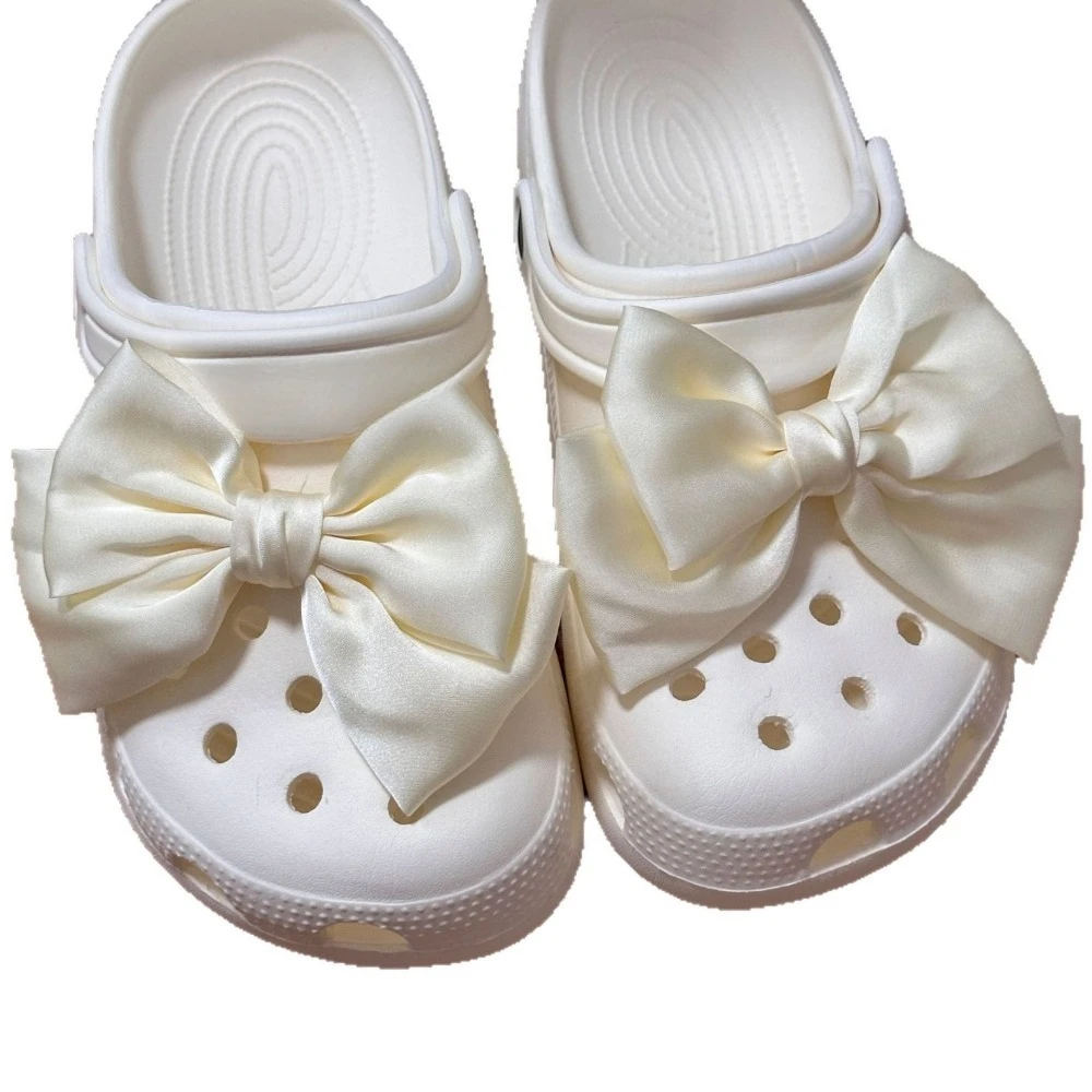 2pcs Cloth Butterfly Bow Shoes Charm Butterfly Shoes Accessories for Girls Hole Shoes DIY Gift image 5