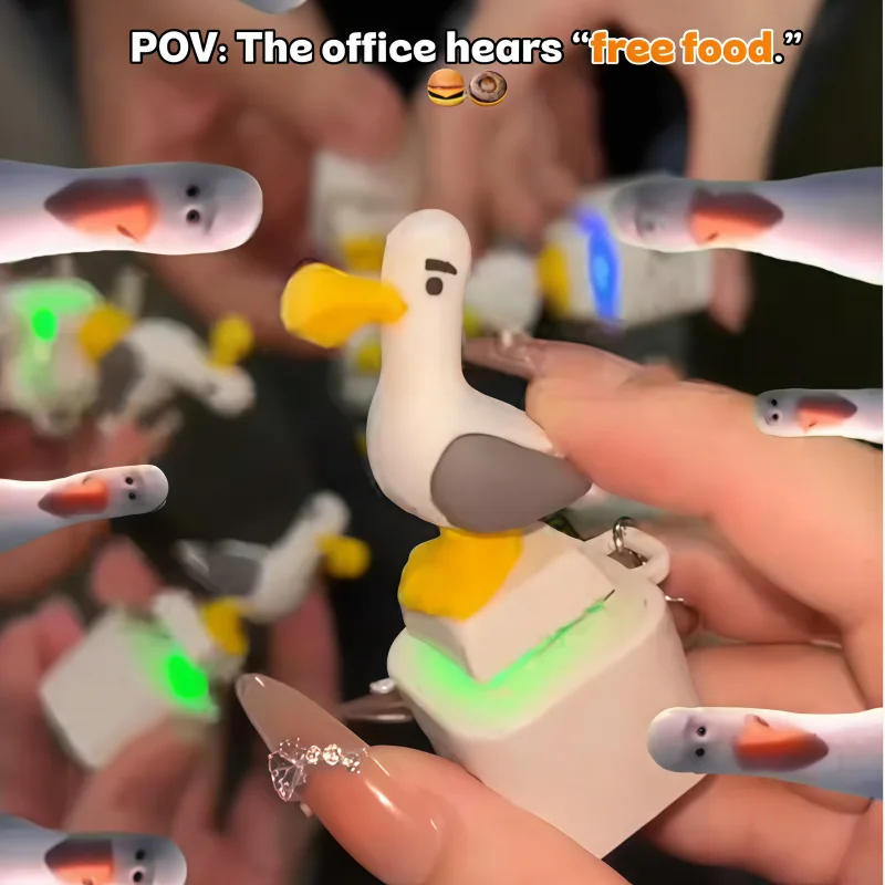 Mine bird rechargeable keycap sound button press creative cute pendant keychain decompression toy