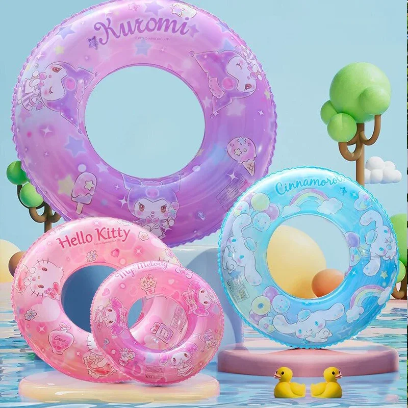 Anime PVC Kinder-Schwimmkreis, Badekappe, Schutzbrille, Cartoon Kuromi Melody, dicker Glitzer, Strandparty, Wasserspielzeug