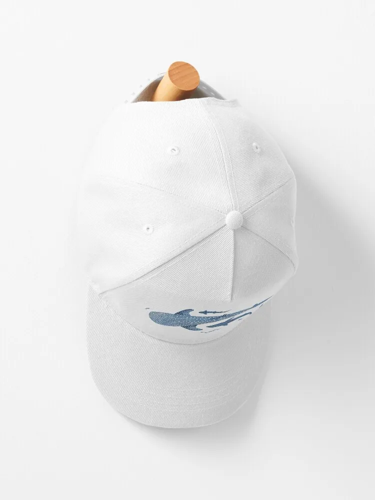 Monochrome Blue Watercolour Shark Ocean On Black Cap For Unisex Adult Outdoor Casual Sun Baseball Caps