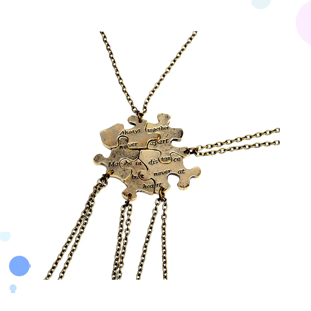 

5Pcs Puzzle Heart Necklace Set Loving Attachment Jewelry Accessories Best Friend Gifts Fashion Neck Decoration