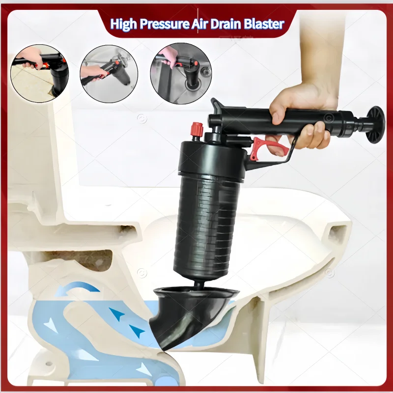 

Pneumatic High-pressure Drain Blaster Tool Set Toilet Plunger and Pipe Dredger Unblocker Kit Drain Clog Remover Tool for ​Kitche