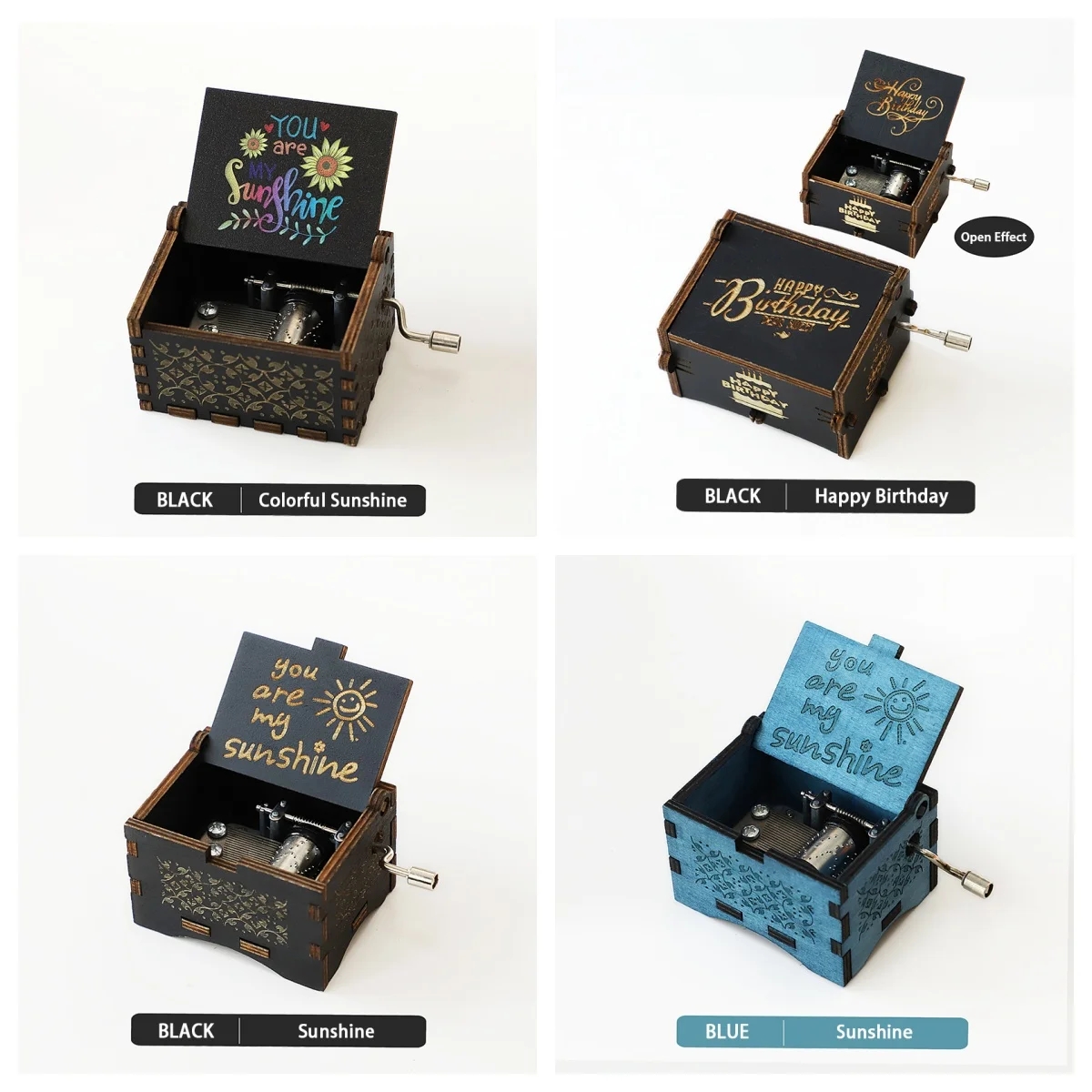 Wooden Music Box Figurine - Classical Carved Hand-Crank Musical Box, Craftsmanship Art Piece, Creative Gift Present