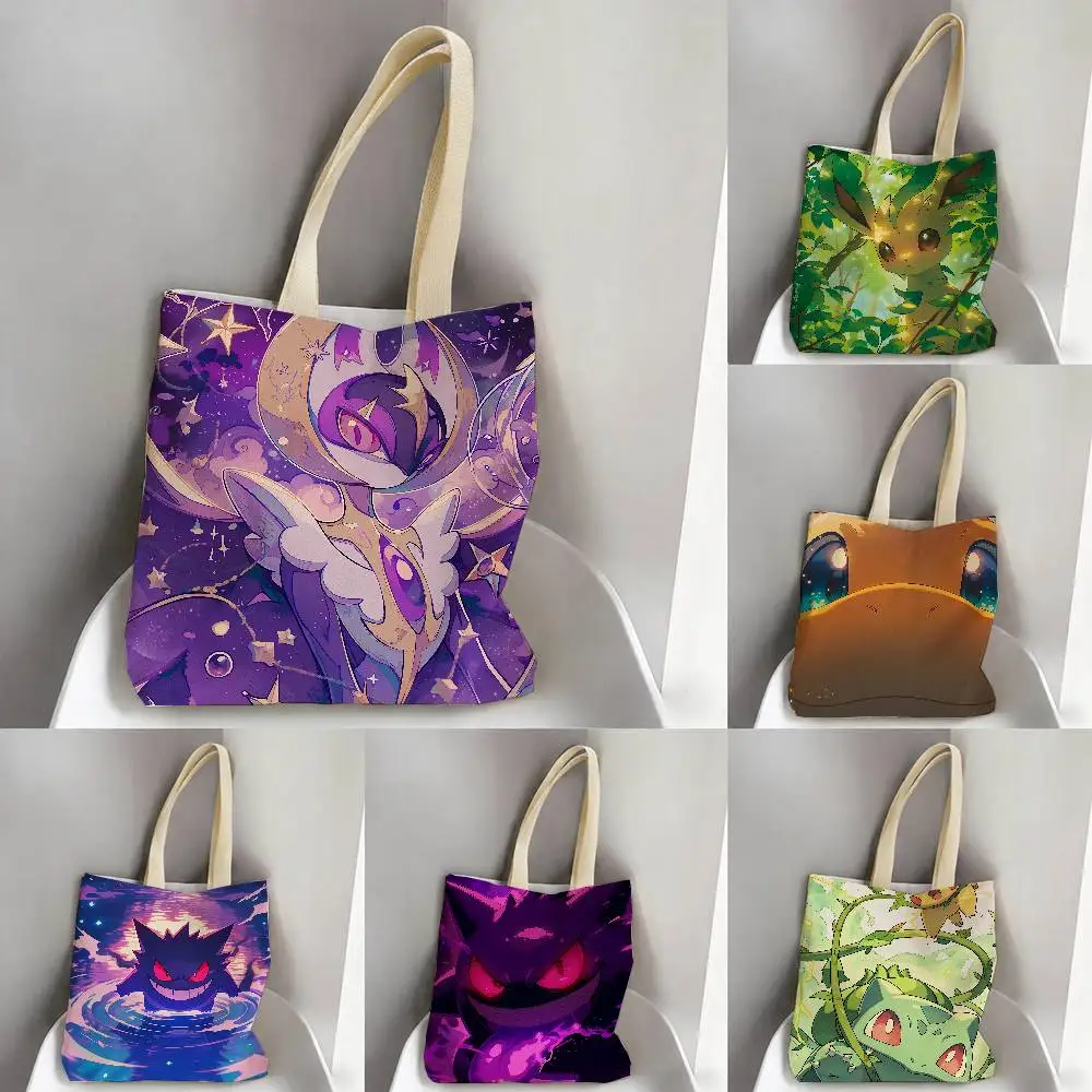 Pokemon Venusaur Storage Bags Tote Bag Travel Summer Beach Shoulder Bag Reusable Grocery Shopping Bag Anime Artwork