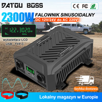 DATOUBOSS 24V 12V Inverter Pure Sine Wave 2300W 1200W Power Supply DC to AC220V for Home Truck Car Power Inverter LCD USB Type C