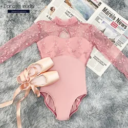 Ballet Leotard For Women's Practice Clothes Semi-through Lace Embroidered Gymnastics Leotard Ballerina Performance Clothing