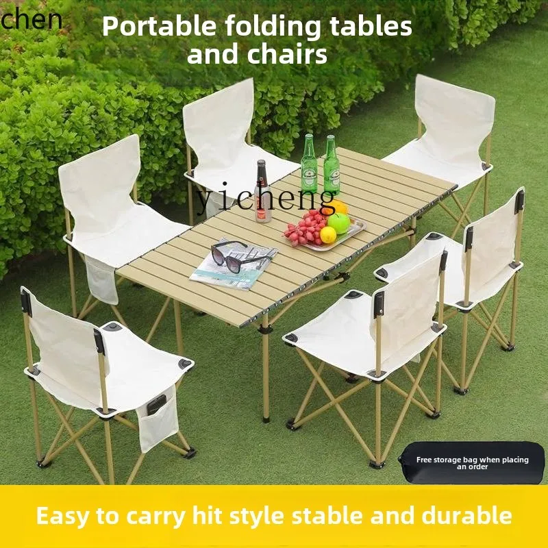HXL outdoor folding table picnic table and chair set portable camping equipment full set
