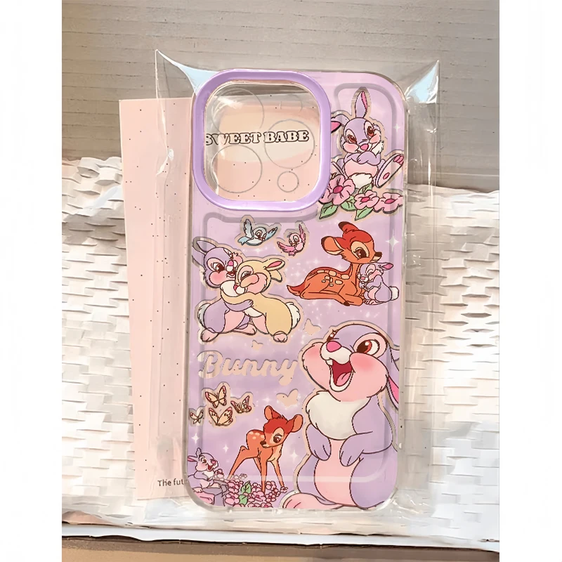 Happy Purple Thumper Cute Bambi Creative Phone Case For iPhone 16 15 14 13 12 11 Pro Max XR XS Max 7 8 Plus Y2K Cartoon Cover