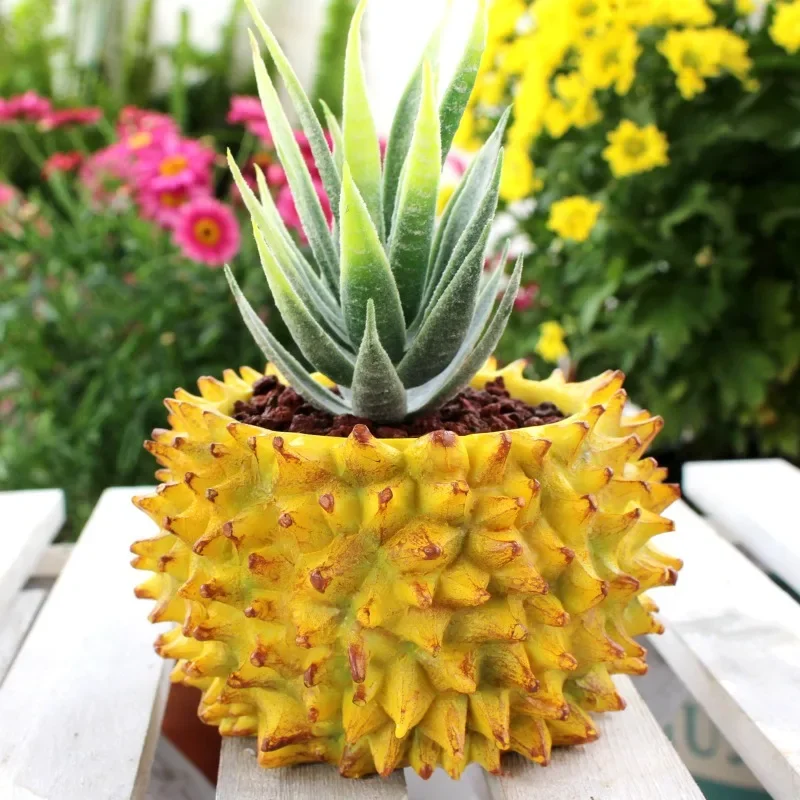 Creative Simulation Durian Shaped Resin Flowerpot Balcony Garden Decoration Office Desk and Home Succulent Flowerpot