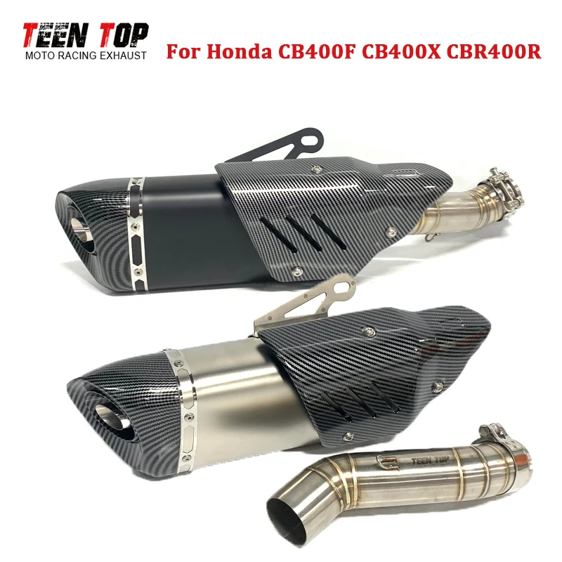 

Выхлопная система 51 мм для Honda CBR400R CB400F CB400X, глушитель 450 мм, локоть для гоночного мотоцикла, средняя труба из нержавеющей стали 304