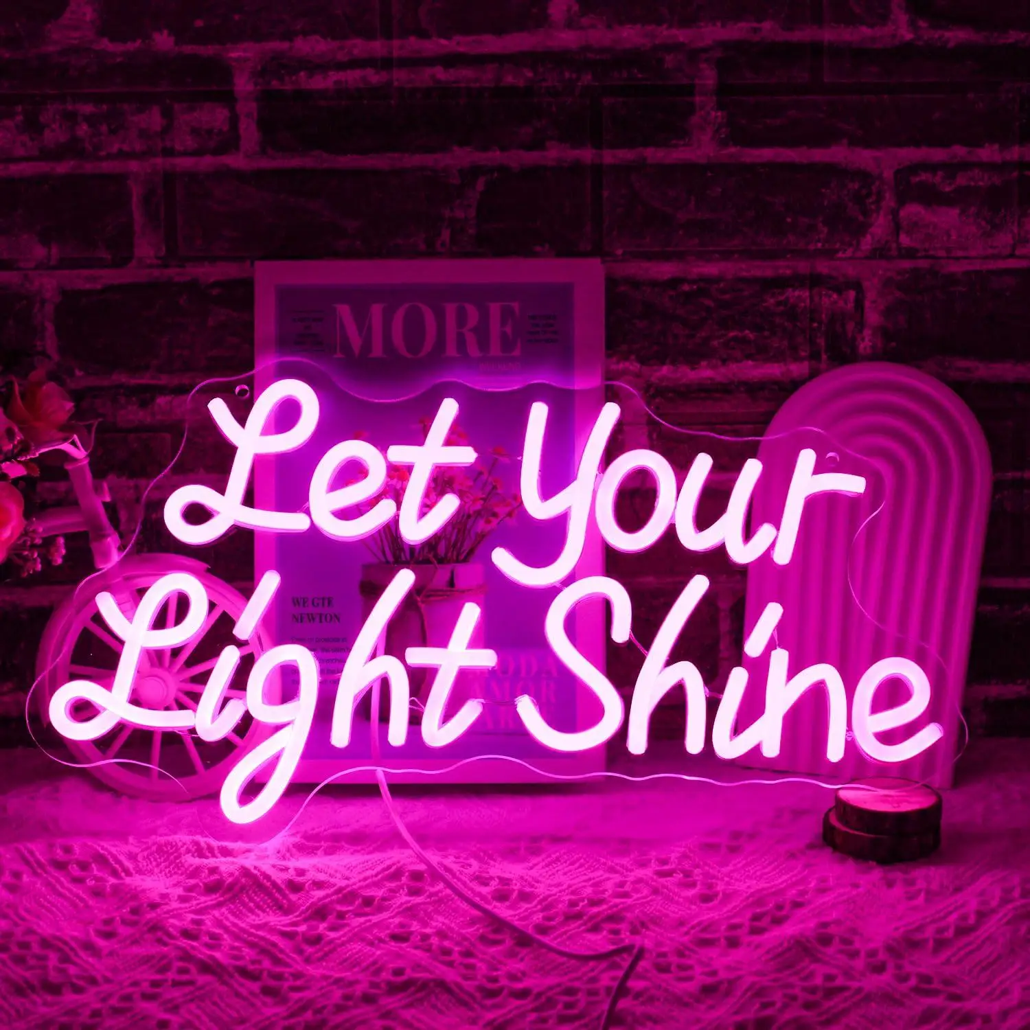 Let Your Light Shine Neon Sign for Wall Decor Bible Verse Jesus Sign for Prayer Room Religious Christian Room Decoration
