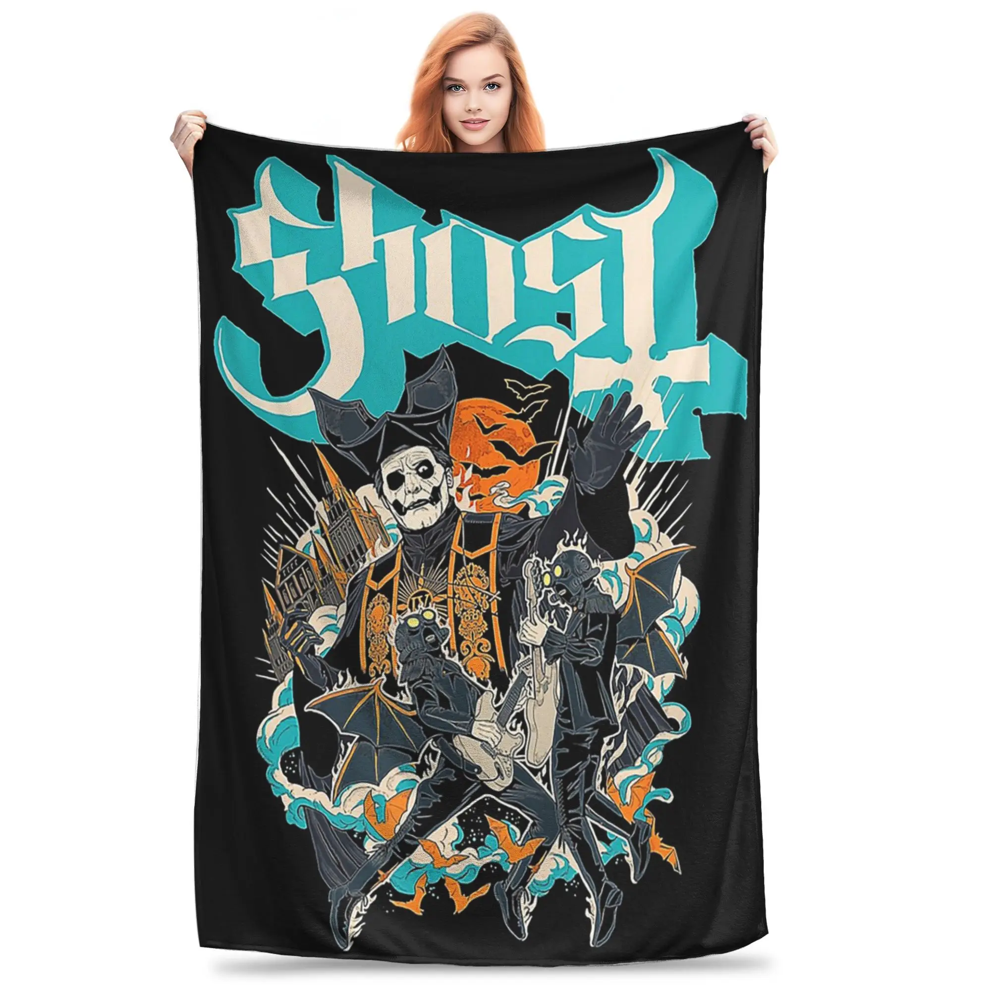 Flannel Throw Blanket Swedish Rock Band Ghost Warm Plush Blankets Soft Bedspread for Bed Living room Home Picnic Sofa