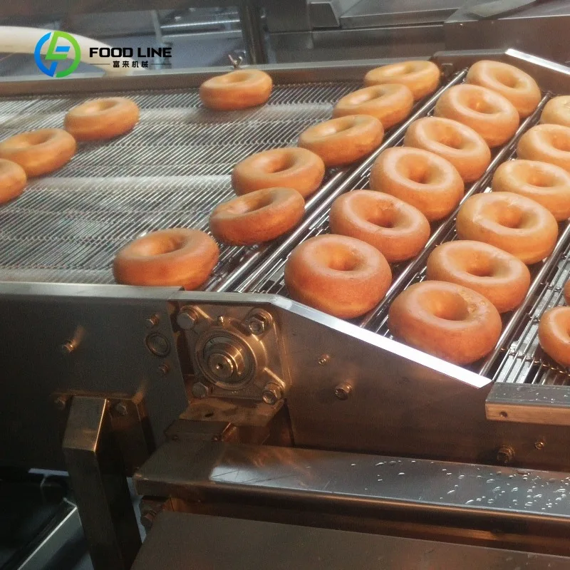 Customized Fully Automatic Donut Production Line Fryer System Industrial Yeast-raised Doughnut Frying Machine Yeast Donut Maker