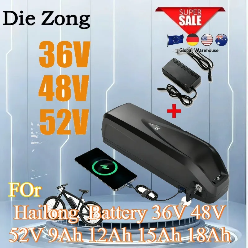 18650 FOr Hailong Battery 36V 48V 52V 10Ah 13Ah 15Ah 18Ah Rechargeable High Capacity for Bafang BBS02 BBS03 BBSHD Motor