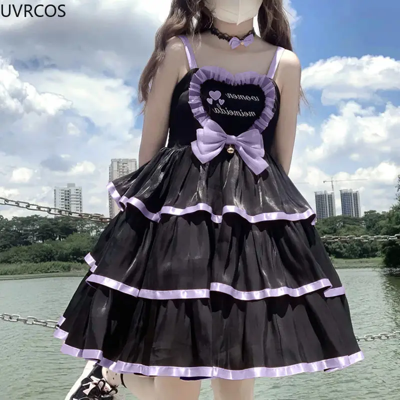 ญี่ปุ่น Victorian Retro Lolita Jsk หวานโบว์ลูกไม้ Patchwork สามขั้นตอน-Loli ชุดเจ้าหญิงสาว Kawaii Party vestidos