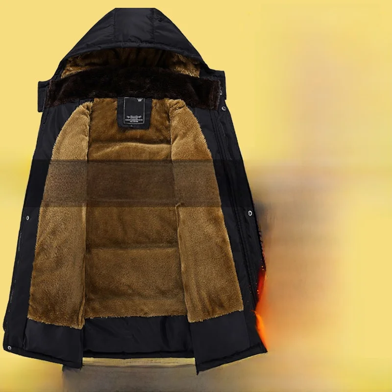 

Men's Winter Jaet Thiened down Parka Coat Warm Cotton Padded Hooded Coat Busin Sle Faion Urban Middle-aged Men