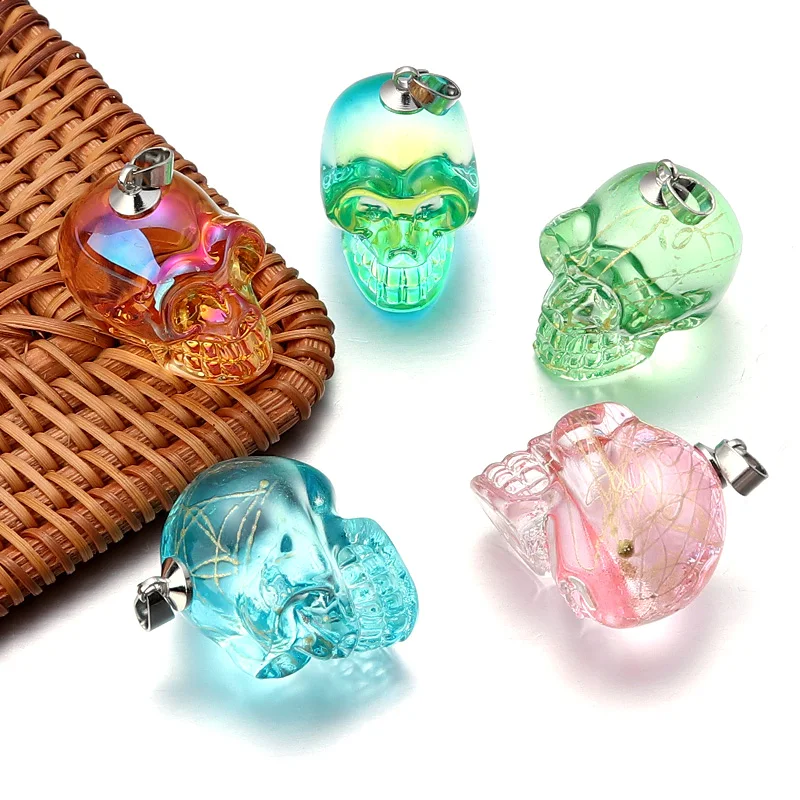 One Piece Punk Lampwork Skull Pendants Multicolour Skeleton Pendant Charms Necklace Statement For Men Male Jewelry Accessories
