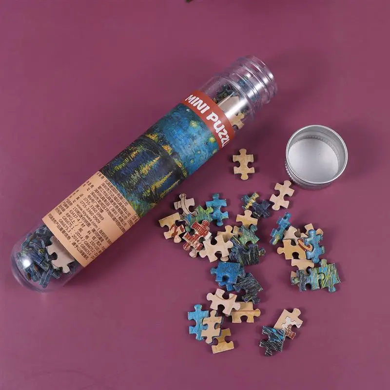 Mini Test Tube Puzzle Oil Painting Jigsaw Decompress Toys Educational Toys Starry Sky Landscapes Animal Jigsaw Game