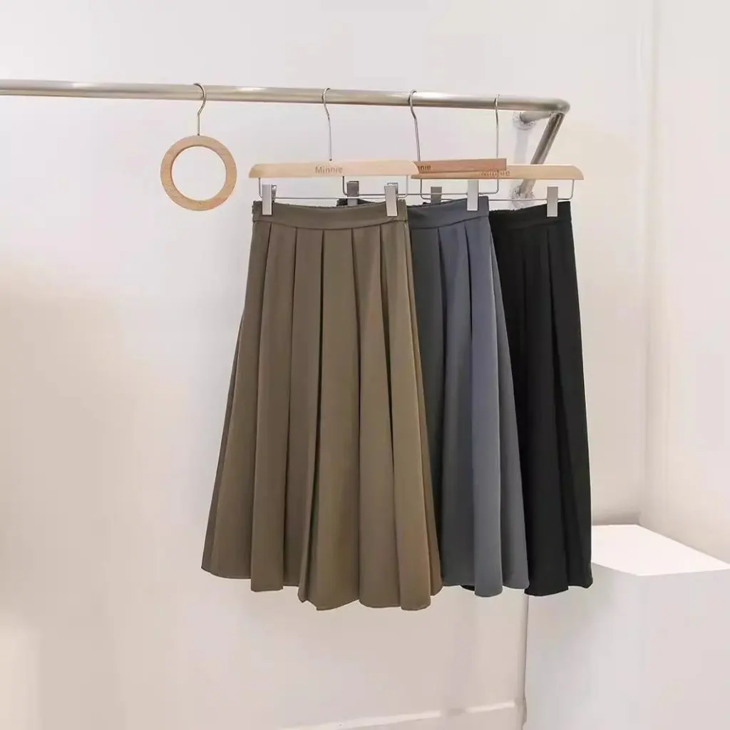 

Women's High Waist Skirt Korean Style Spring Autumn Winter Slimming Mid-length A-Line Umbrella Skirt All-match