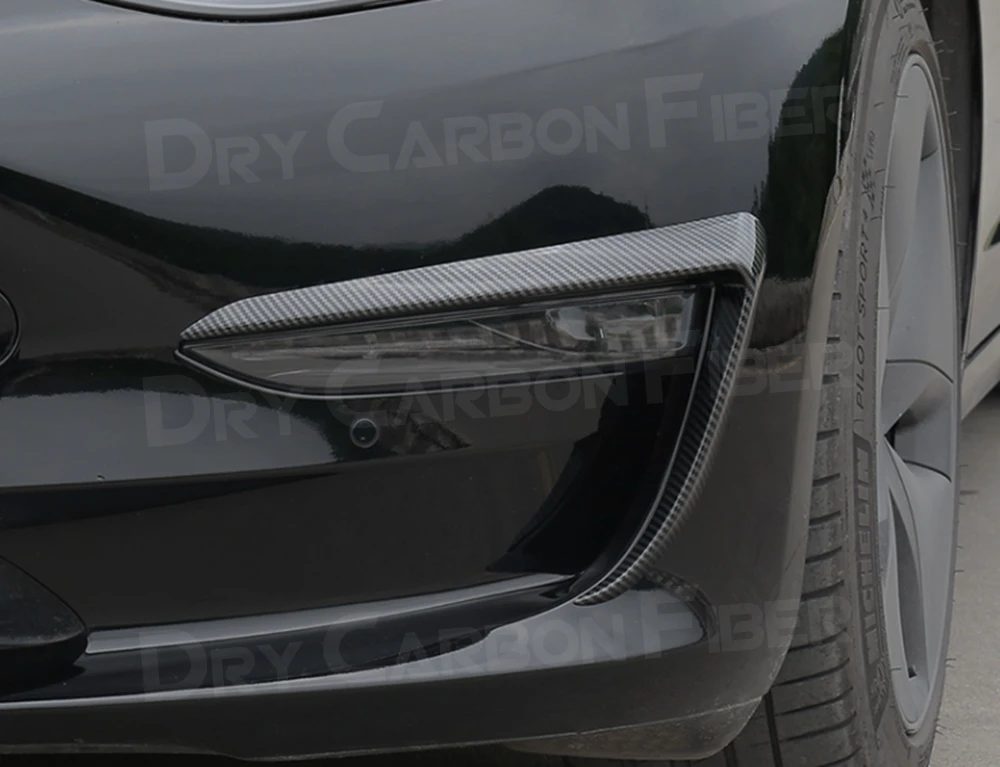 

JIACHE 2PCS / Set Carbon Fiber Front Bumper Fog Light Trims Foglamps Decoration for Tesla Model 3 ABS