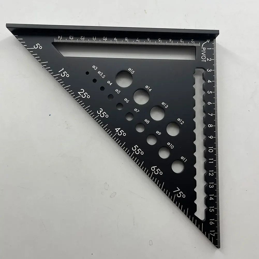 7/12IN Angle Protractor Metric Aluminum Alloy Triangle Ruler Miter Framing Measurement Ruler for Carpenter Engineers Square Tool