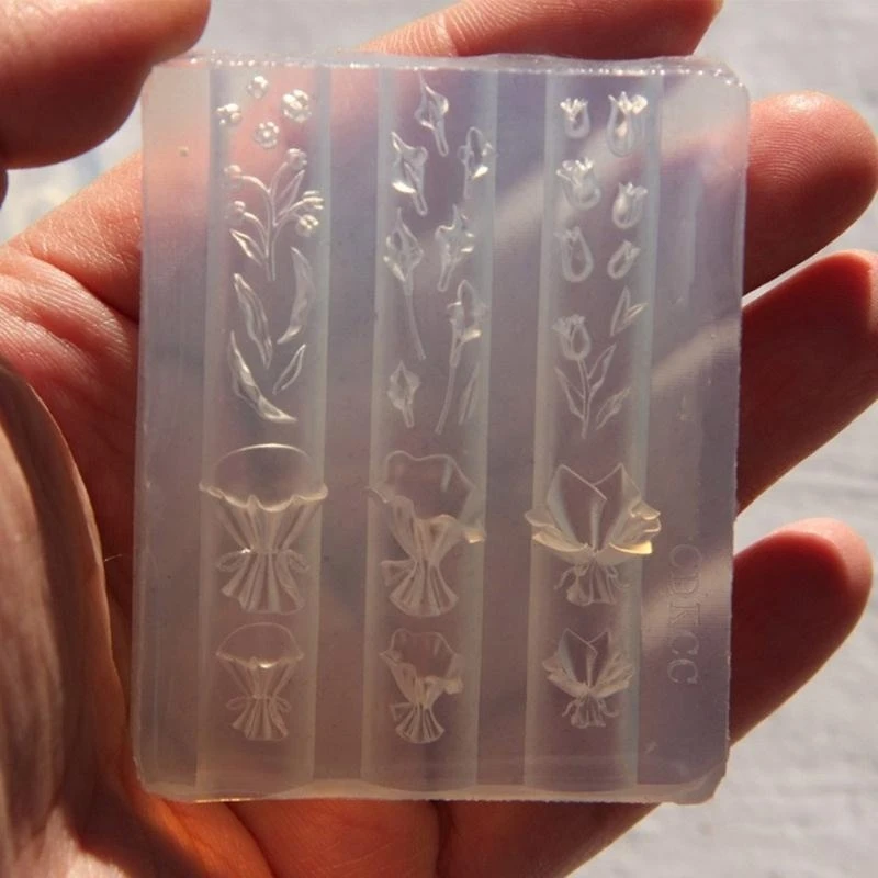 

C1FC Art Silicone Stamp Mold for Party and Salon Bouquet Shaped Manicure Mould Embossed Stencils for Women Girls
