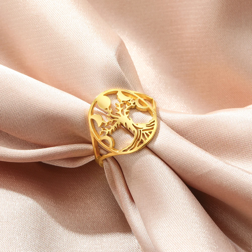 Dawapara Mondphase und Baum des Lebens Frauen Ring Mond göttin Symbol Wicca Glück Amulett Edelstahl heidnischen Schmuck – Detail 8