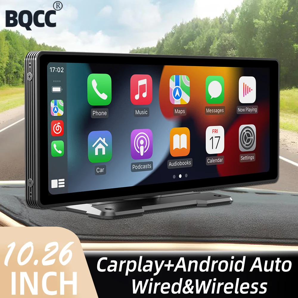 BQCC Car Radio 10.26inch Android Auto CarPlay Multimedia Video Player IPS Touch Screen AUX Input Bluetooth MirrorLink Universal