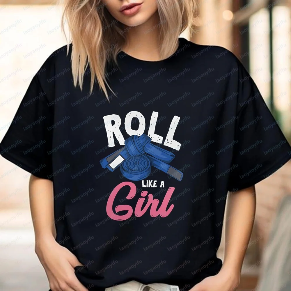 Real Girls Do Jiu Jitsu BJJ Embroidered T-Shirt - Trendy Short-Sleeved Shirt for Both Men and Women - Comfortable T-Shirt