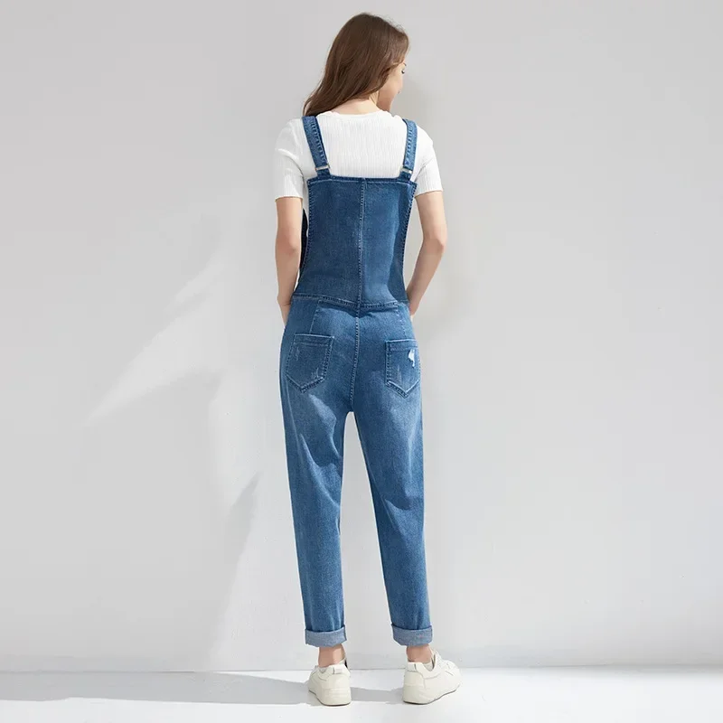 2024 New Autumn and Summer Women Casual Blue Overalls Jeans Fashion Cotton Ladies Pants