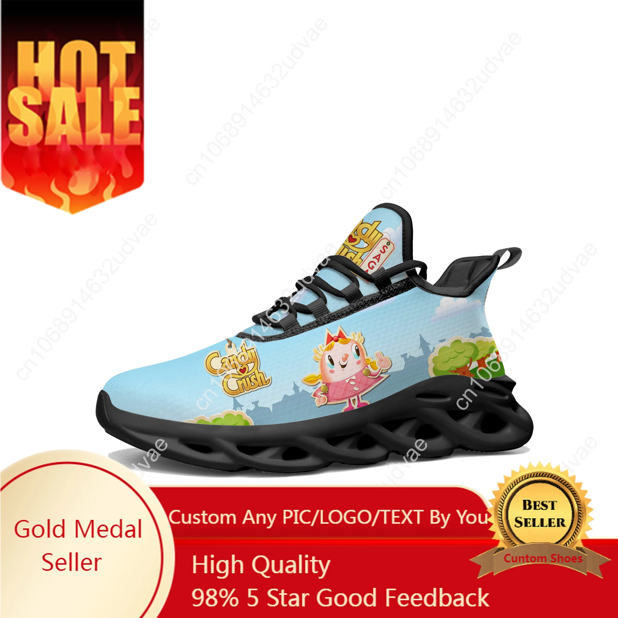 

Candy Crush Saga Flats Sneakers Mens Womens Teenager Sports Running Shoes High Quality Cowboy Custom Lace Up Mesh Footwear