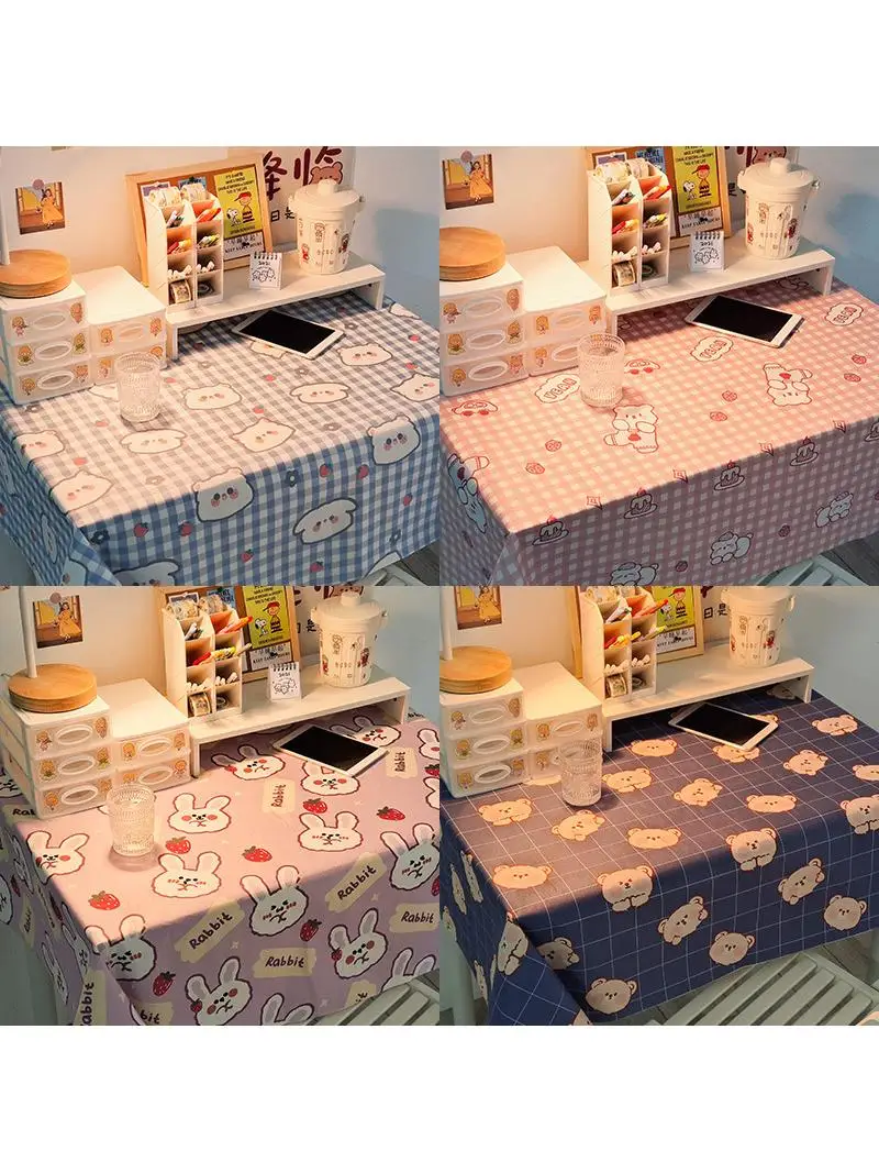 

Cartoon Tablecloth Dustproof Polyester Fiber Long Rectangle Shape Decorative Table Mat for Children's Room Student Dormitory ...
