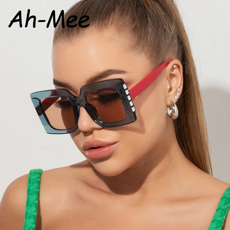 Hiking New Fashion Women Square Anti Light Glasses For Ladies Modern Luxury Brand Designer Eyewear Rhinestones Shades UV400