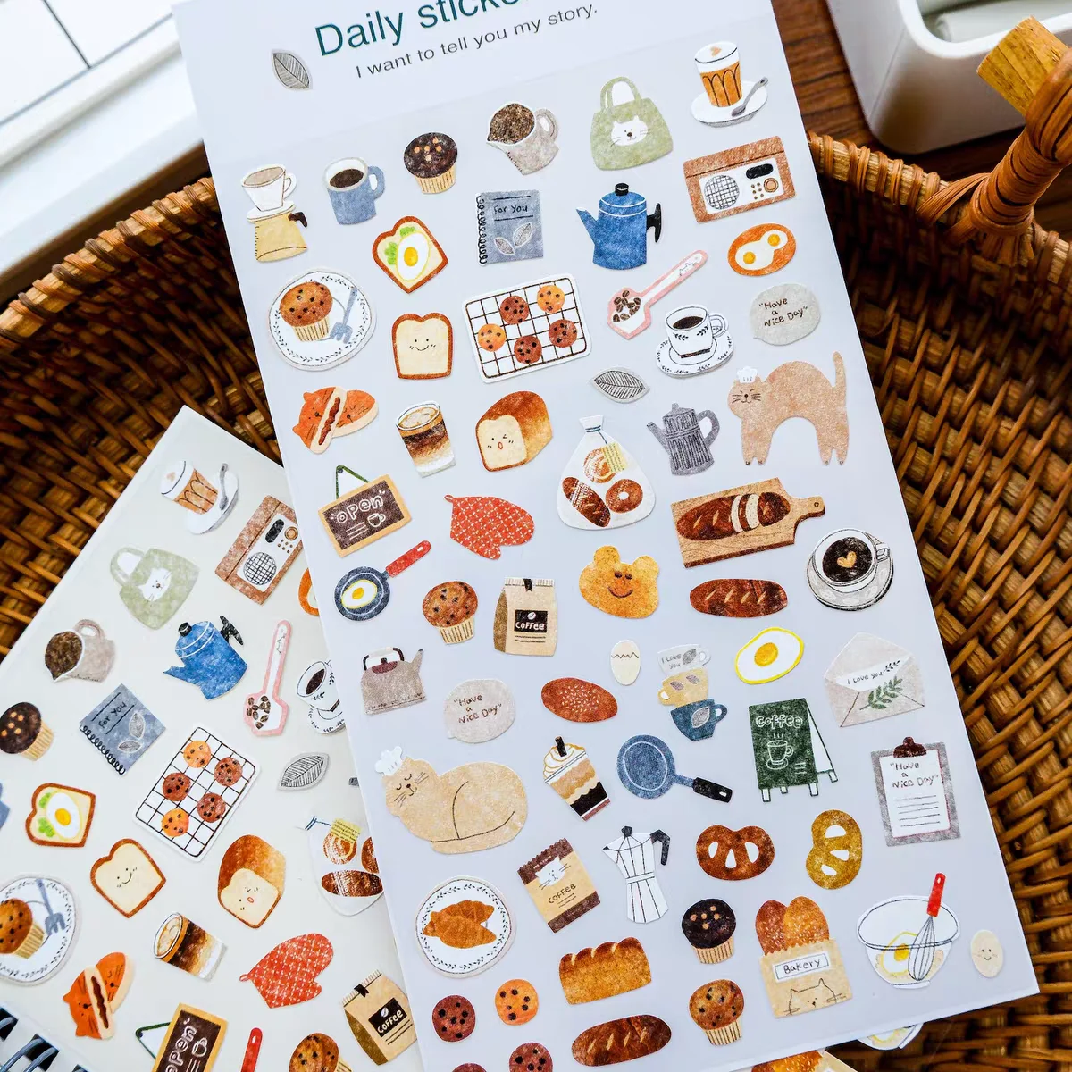 

Набор наклеек для скрапбукинга: милые стикеры для дневника, школы, подарков, с тематикой природы, жизни, хлеба, дома, кофе