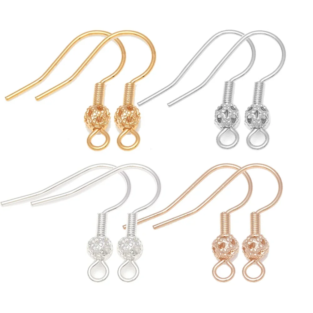 50Pcs Earring Hooks Jewelry Findings Hypoallergenic Fish Hook Ear Wire With Ball and Coil 20mm Earring Parts for Jewelry Making