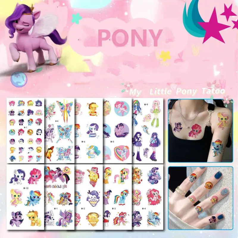 

10 шт. новый мультфильм блеск аниме My Little Pony татуировки наклейки детские временные татуировки боди-арт вечерние игрушки для детей подарки