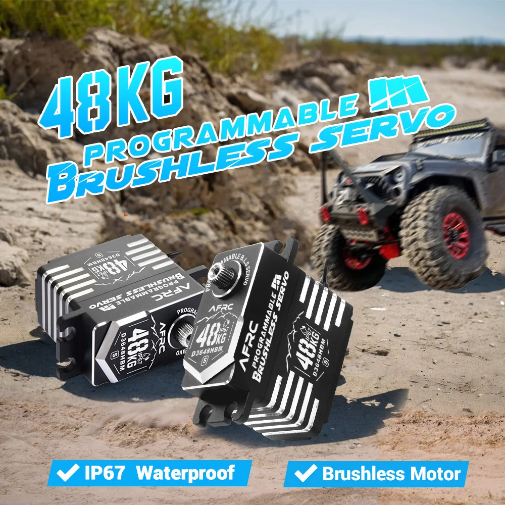 AFRC D3648HBM-S Hochdrehmoment 48KG IP67 Wasserdichter Programmierbarer Bürstenloser Servo für 1/5 1/8 1/10 Traxxas RC Auto Boot Roboter – Detail 1