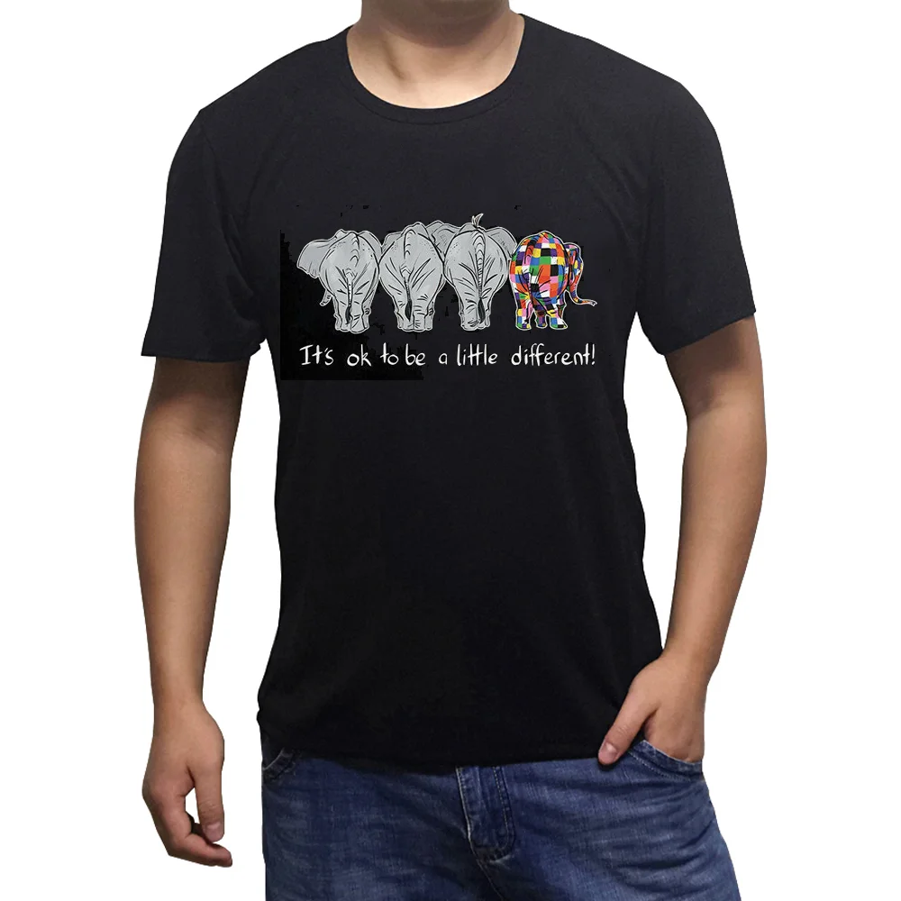 Fashion Its Oke To Be a little different! -Elephant T-shirt Men's Summer T-shirt High Quality Brand Male T-shirt Euro Size