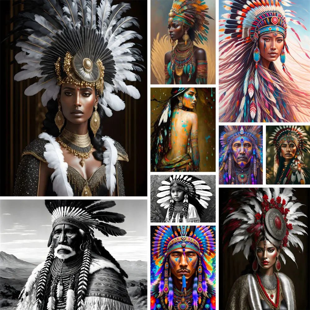 ภาพวาดจำนวนหัวหน้าฝ่ายชาวอินเดียงานศิลปะและงานฝีมือขนาด40X50สำหรับผู้ใหญ่ศิลปะบนผนังของขวัญตามแบบ2023ขายดี