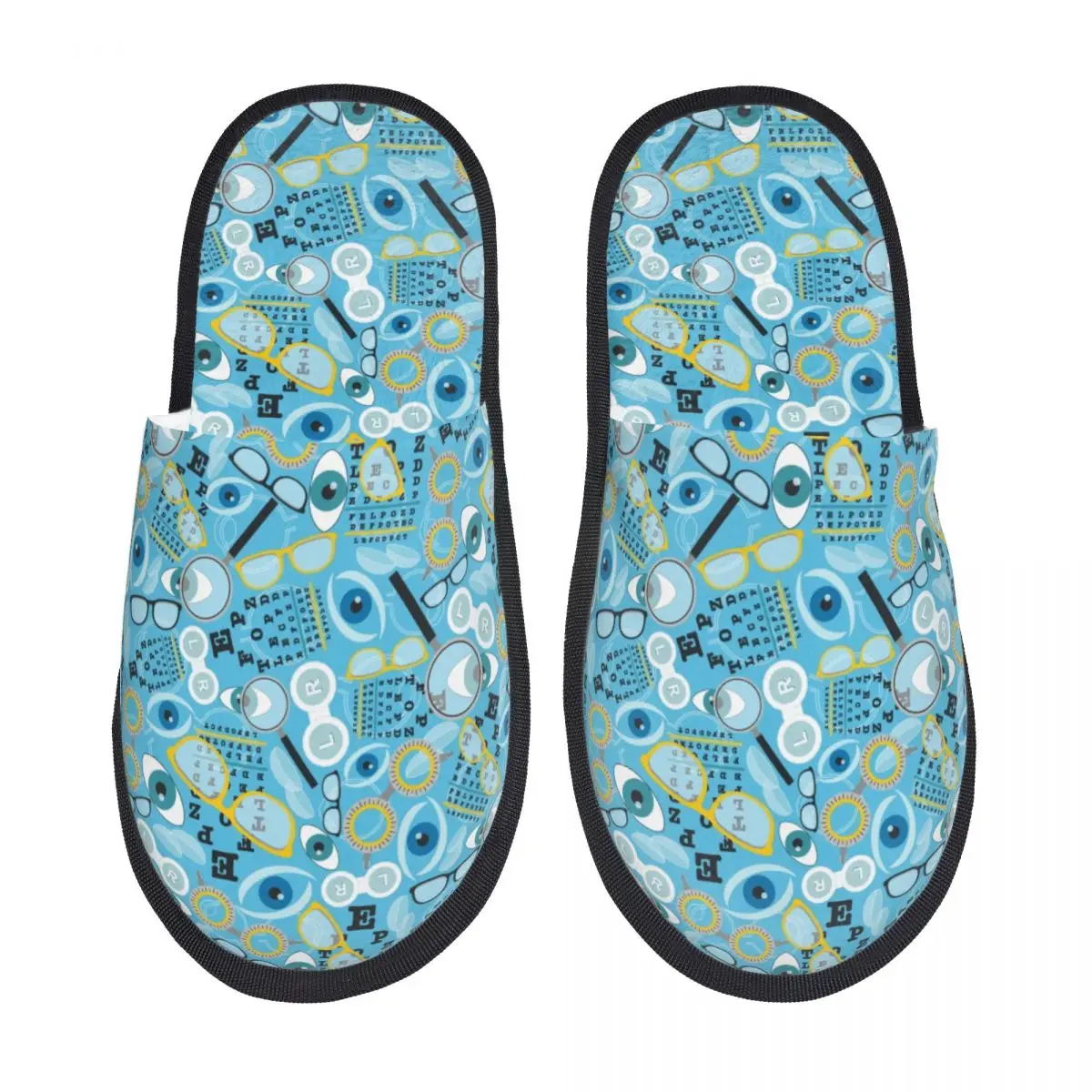 Custom Clear Vision Eye Chart House Slippers Women Cozy Memory Foam Slip On Spa Slipper Shoes