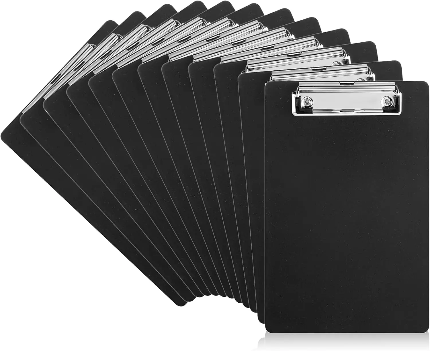 12 Pack Clipboards with Pen Holder 8.5x12.4 Black Clip Board Plastic Standard A4 Letter Size Hanging Clipboards for Students