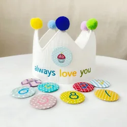 Baby Birthday Party Hat Mini Colorful Crown Headband Hat With Numbers Newborn Party Photography Props Birthday Party Decor Gifts
