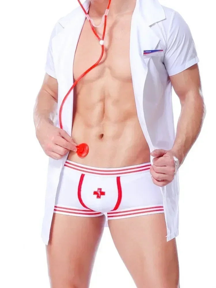 

2025Erotic Doctor Cosply Uniform Lingerie Set Sexy Brief Adult Male Clothing Roleplay Night Club Dance Costume Stage Performance