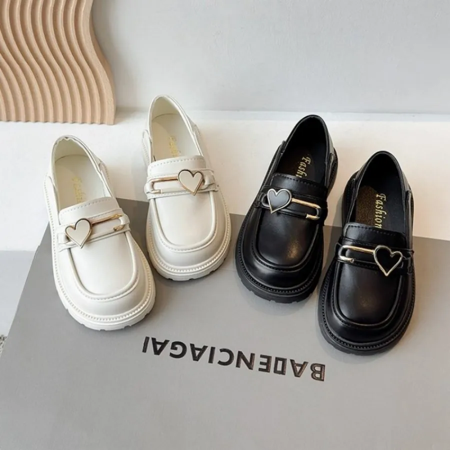 

Girls' casual leather shoes - Spring 2026 Korean-style fashionable casual shoes - Comfortable soft-soled round-toe party shoes