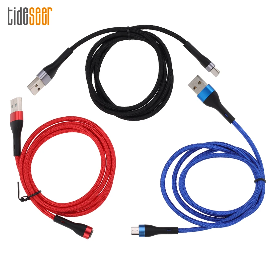 

500pcs 1M Micro USB Data Cable Type C 3A Fast Charging Charge Wire Cord For iPhone Samsung Huawei Android Phone Charger Cables