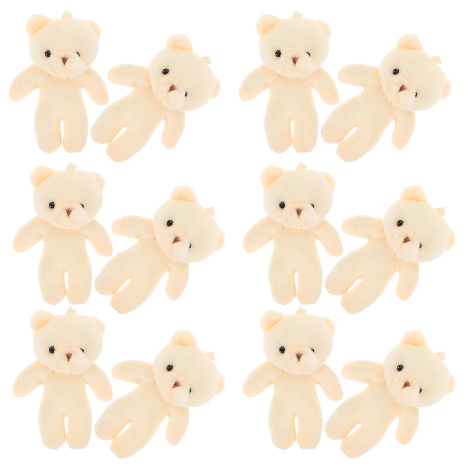 12 Pcs Mini Keychain Tiny Bears Stuffed Pig Plush Toy Wear-resistant Pendant Lovely Figurines Small Animal Jointed Hanging