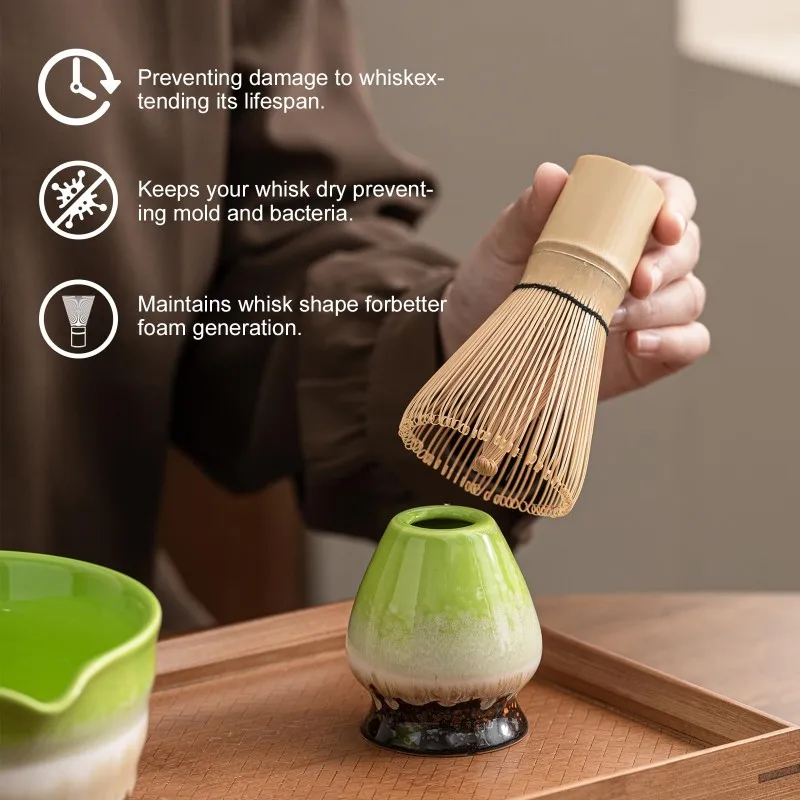 ABRW-Matcha Making Kit-7Pcs Whisk Set& Bowl With Spout, Whisk Holder, Scoop For The Perfect Tea Ceremony