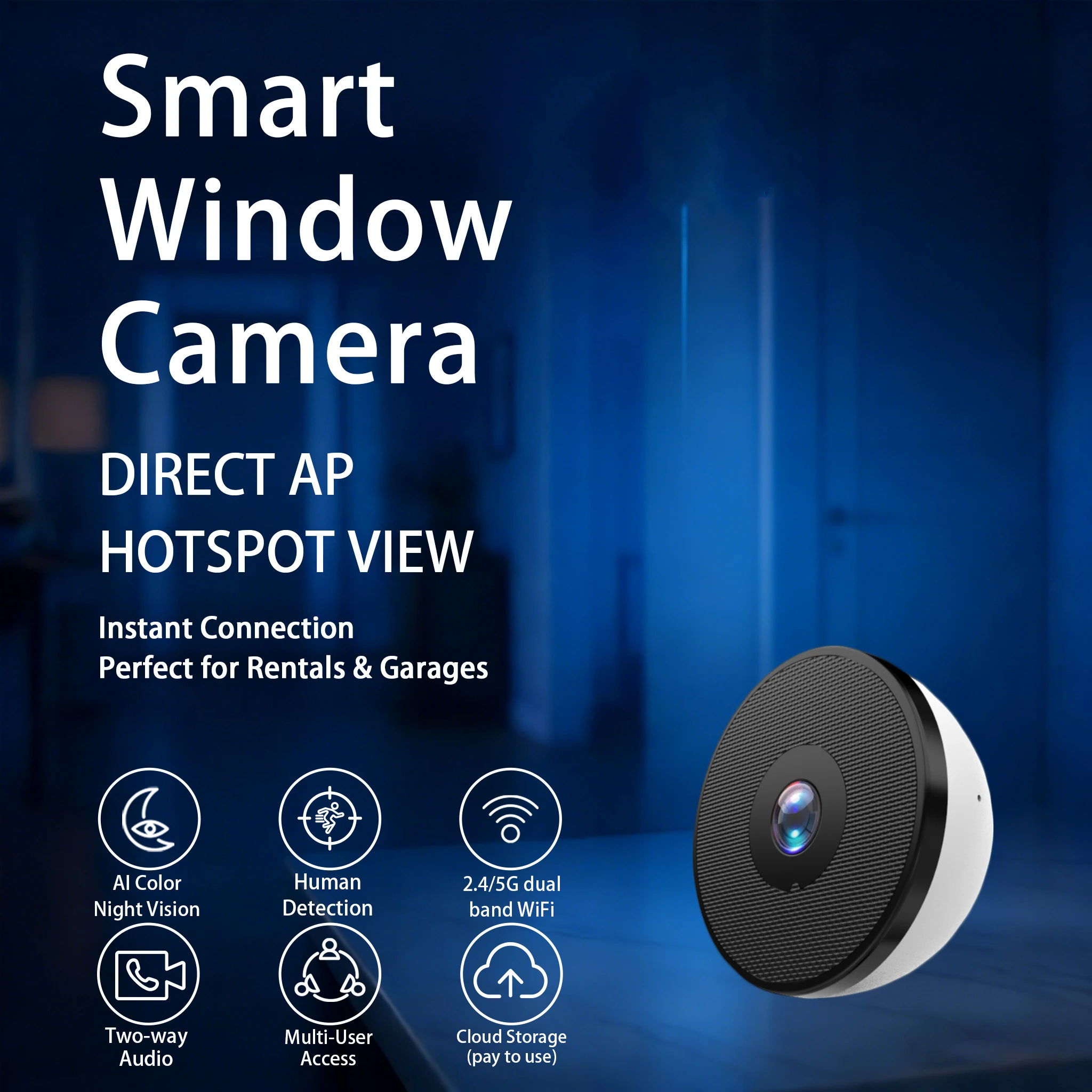 

Камера BoyKeep Window Camera - камера видеонаблюдения для домашней безопасности и защиты конфиденциальности, 4 МП, 2.4G и 5G WiFi 6, внутренняя камера с приложением для телефона.