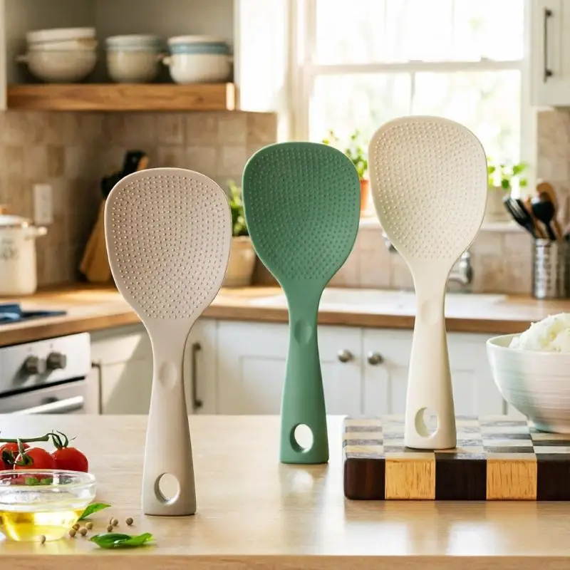 1Pcs Standing Silicone Spoon Non-stick Cooking Spoon Anti-scalding Pot Rice High-temperature-resistant Spoon Kitchen Gadgets